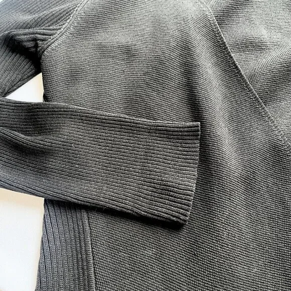 EILEEN FISHER PETITE BLACK COTTON SILK OPEN MID-LENGTH CARDIGAN - PM - Picture 6 of 8